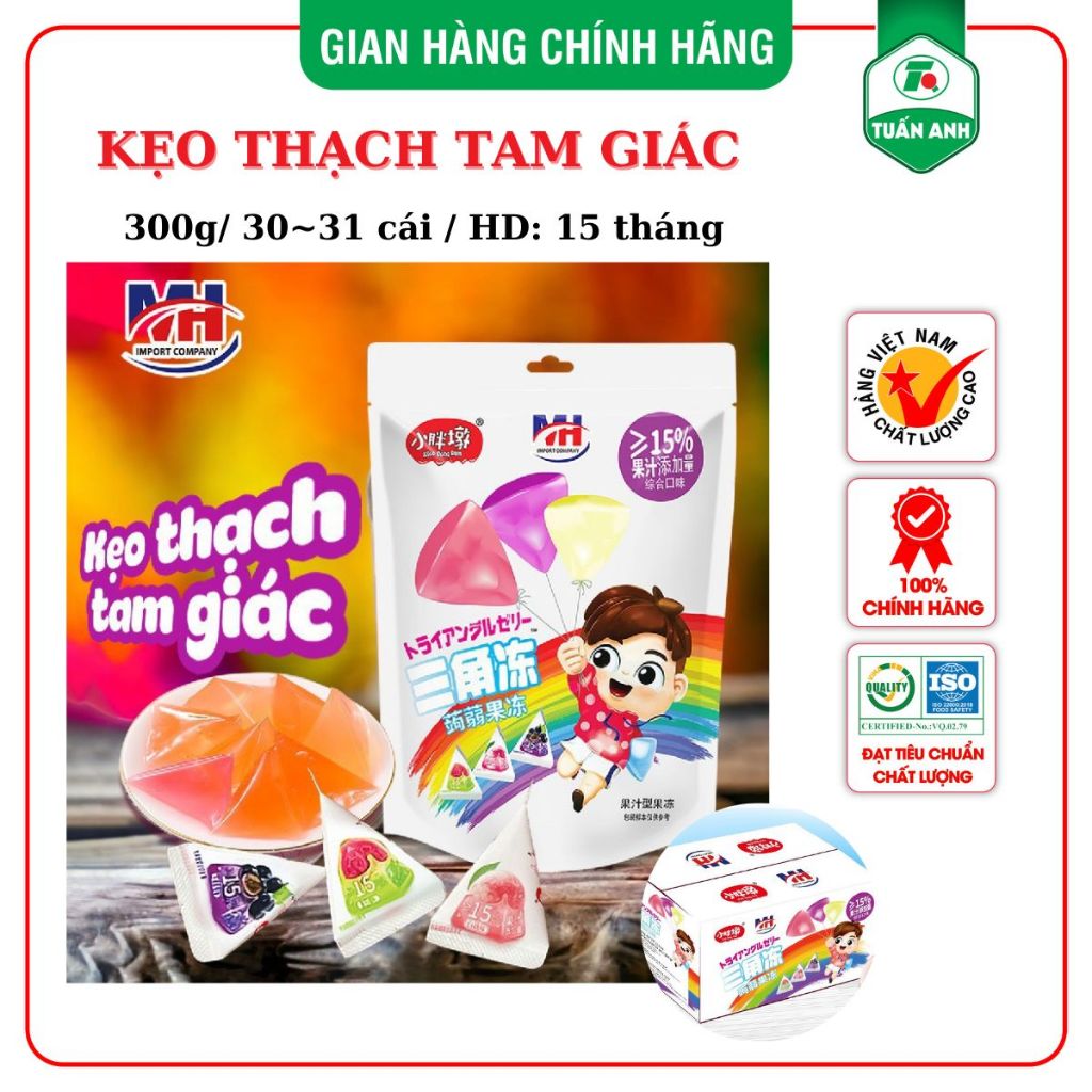 Kẹo Thạch Tam Giác Trái Cây Mix Vị MH - Gói 300g