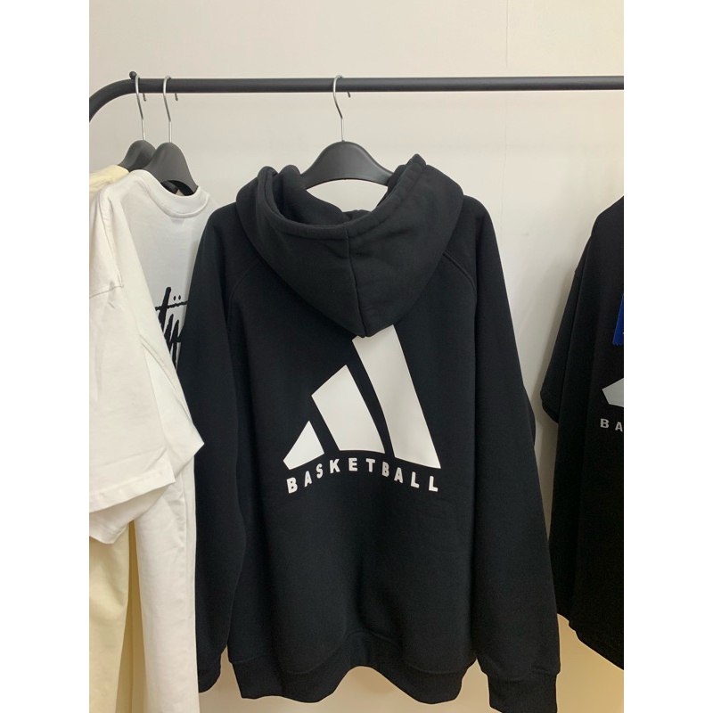 Áo Hoodie Adidas Basketball Logo In Nổi Nỉ Bông Cao Cấp Không Xù Siêu Hot