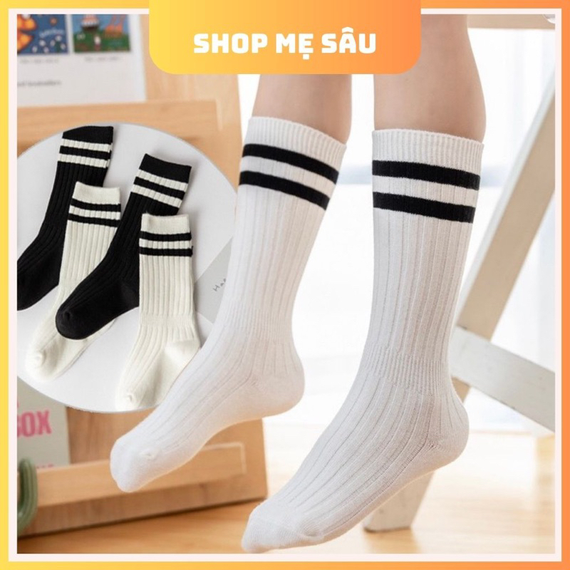 Tất/vớ kẻ sọc, trắng trơn, tất bắp chân cao cổ cho bé trai, bé gái phong cách Hàn Quốc-Shop Mẹ Sâu