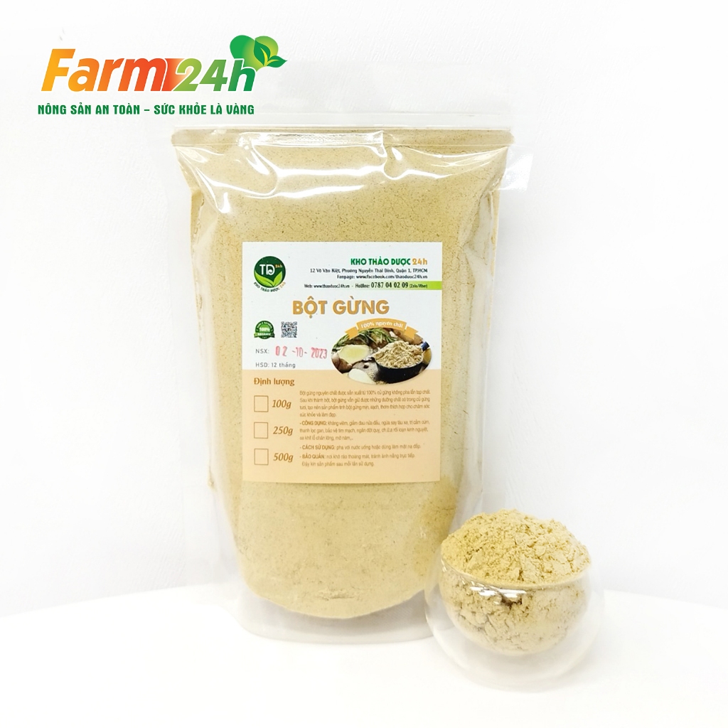 Bột gừng nguyên chất gia vị nấu ăn, làm bánh, pha trà, giúp giảm ho, ấm bụng, 100% thiên nhiên | Farm24h