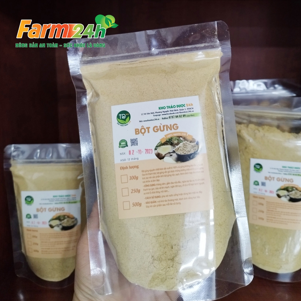 Bột gừng nguyên chất gia vị nấu ăn, làm bánh, pha trà, giúp giảm ho, ấm bụng, 100% thiên nhiên | Farm24h