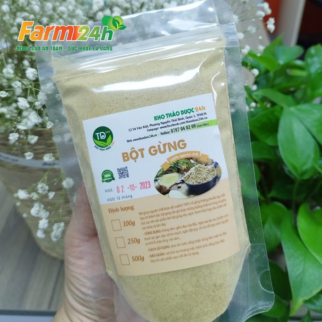 Bột gừng nguyên chất, gia vị thơm ngon cho các món ăn, làm ấm bụng, giải cảm, giảm ho, 100% thiên nhiên | Farm24h