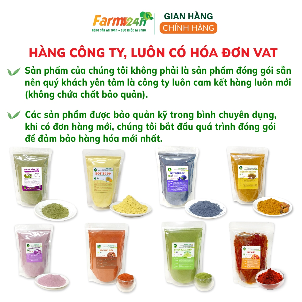 50 loại bột tạo màu thực phẩm hữu cơ rau củ quả lá nếp/lá dứa/gấc/dành dành/củ dền/trà xanh/ bí đỏ/ bồ ngót/ khoai lang