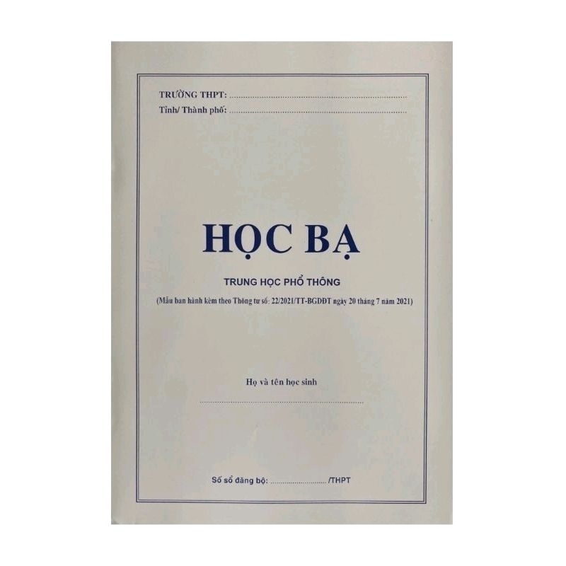 Học Bạ THPT mẫu mới