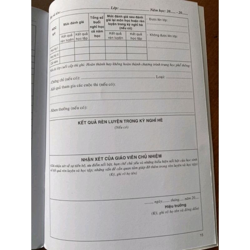 Học Bạ THPT mẫu mới