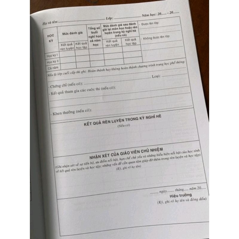 Học Bạ THPT mẫu mới