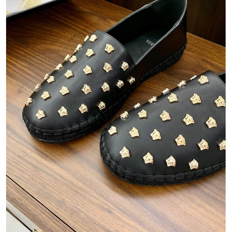 Giày slipon cói Versac - logo kim loại nguyên khối , đế cói hàng full box