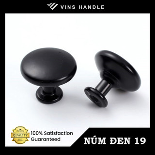 NÚM TỦ ĐEN THÔNG DỤNG Mã số 19 - Núm tủ kéo, tay nắm tủ hình đầu nấm màu đen (Núm tròn/vuông 19)
