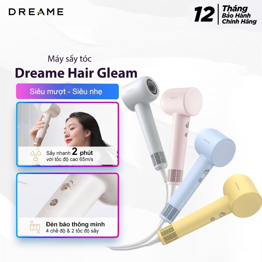 🍀Mới 2023🍀Máy sấy tóc Dreame Hair Gleam - Hàng Chính hãng - Bảo hành 12 tháng- Bản Quốc Tế