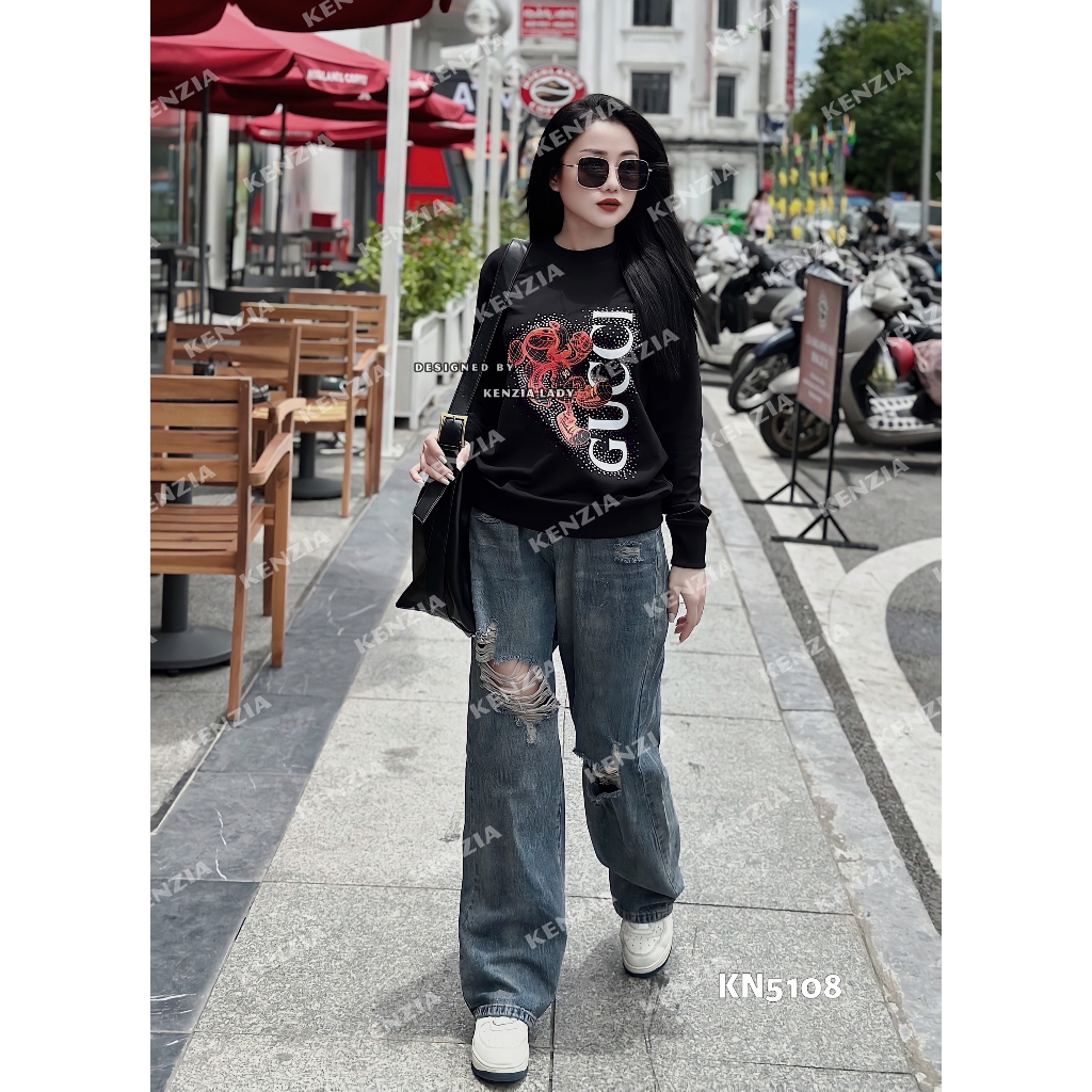 Áo Nỉ Nữ siêu cấp Form chuẩn Kenzia Lady- Áo Sweater Cổ Tròn Dài Tay  Basic  - KN5108