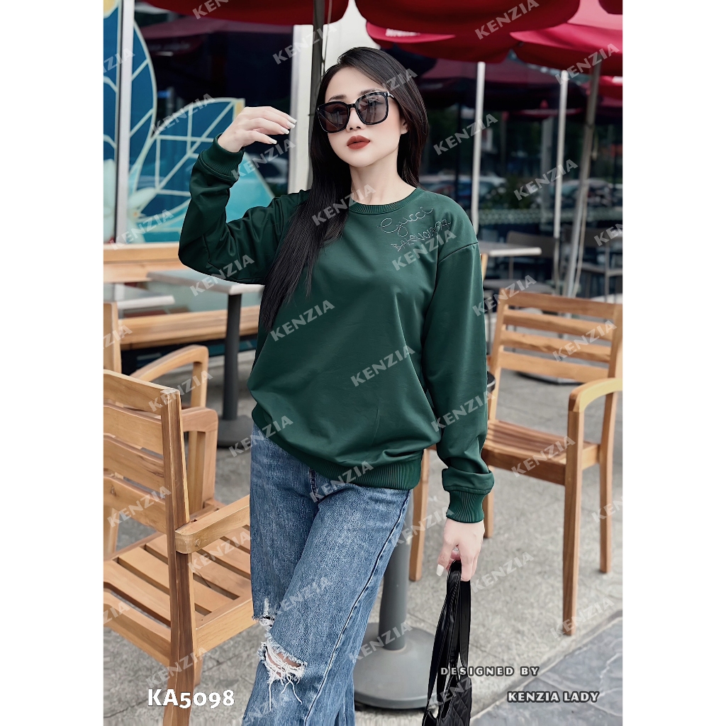 Áo Nỉ Nữ siêu cấp Form chuẩn Kenzia Lady- Áo Sweater Cổ Tròn Dài Tay  Basic  - KN5098