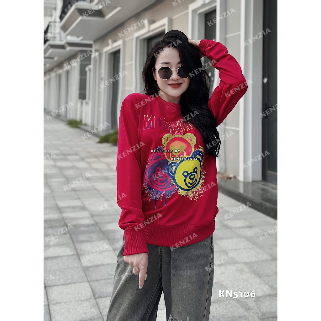 Áo Nỉ Nữ siêu cấp Form chuẩn Kenzia Lady- Áo Sweater Cổ Tròn Dài Tay  Basic  - KN5106