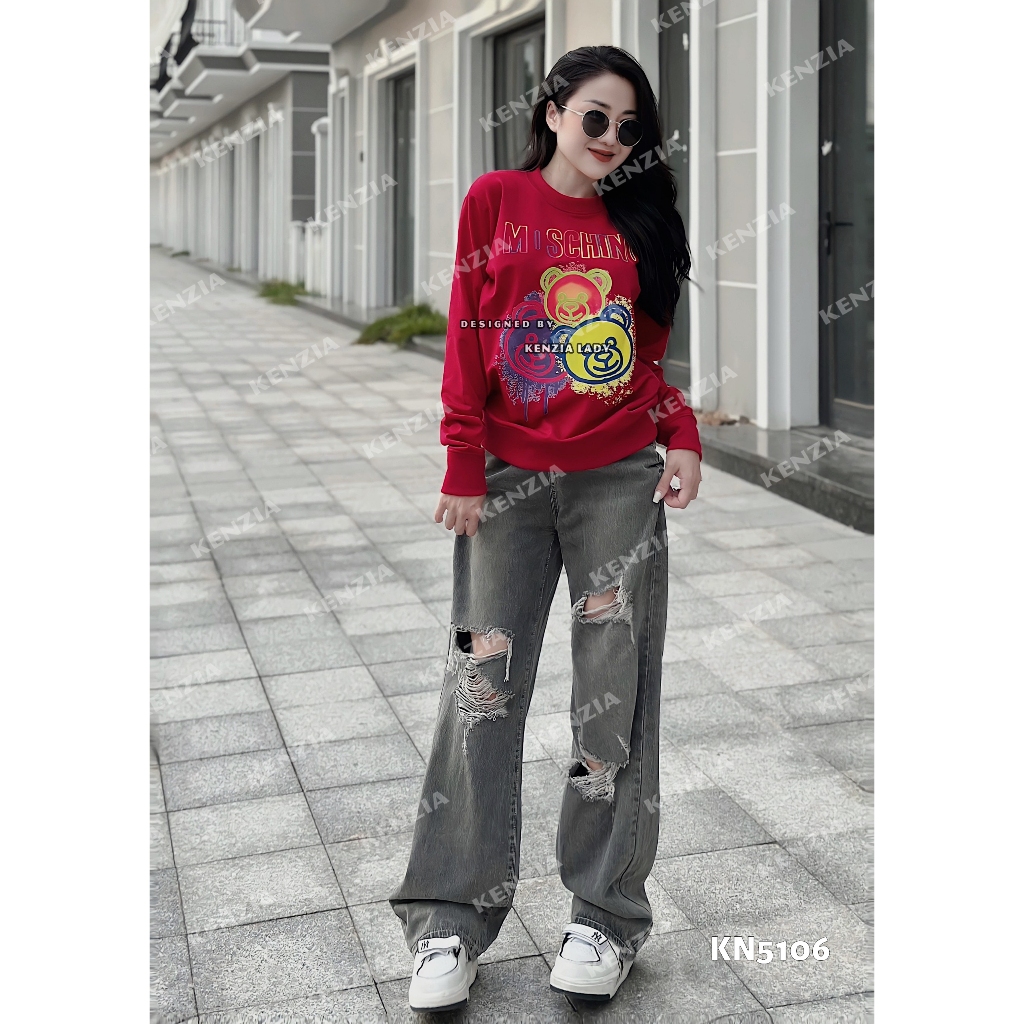 Áo Nỉ Nữ siêu cấp Form chuẩn Kenzia Lady- Áo Sweater Cổ Tròn Dài Tay  Basic  - KN5106
