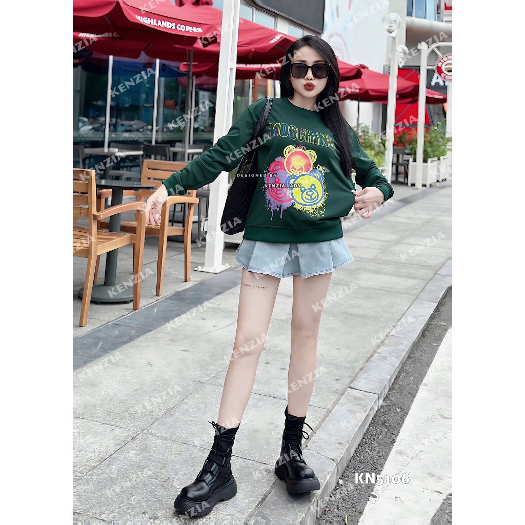 Áo Nỉ Nữ siêu cấp Form chuẩn Kenzia Lady- Áo Sweater Cổ Tròn Dài Tay  Basic  - KN5106