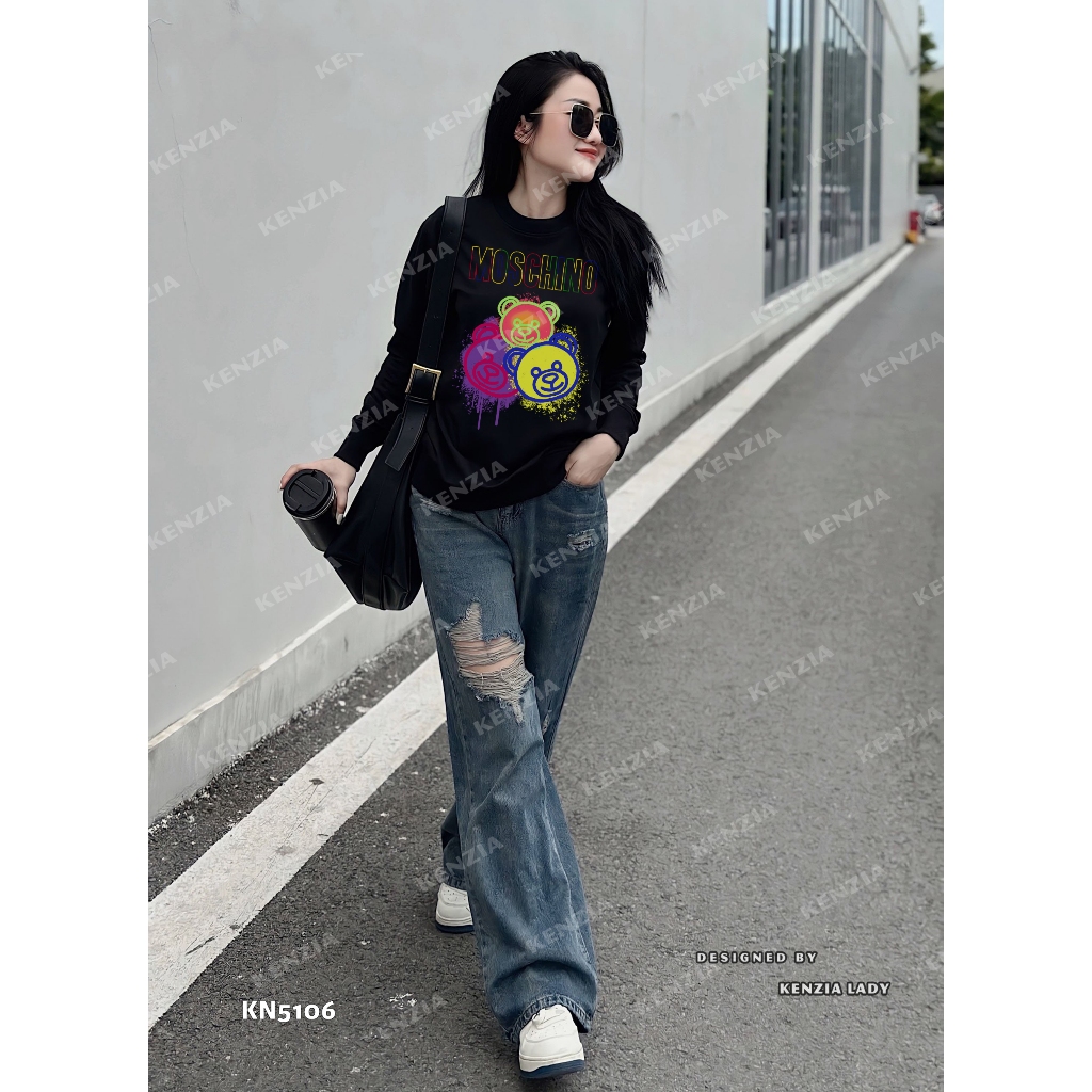 Áo Nỉ Nữ siêu cấp Form chuẩn Kenzia Lady- Áo Sweater Cổ Tròn Dài Tay  Basic  - KN5106