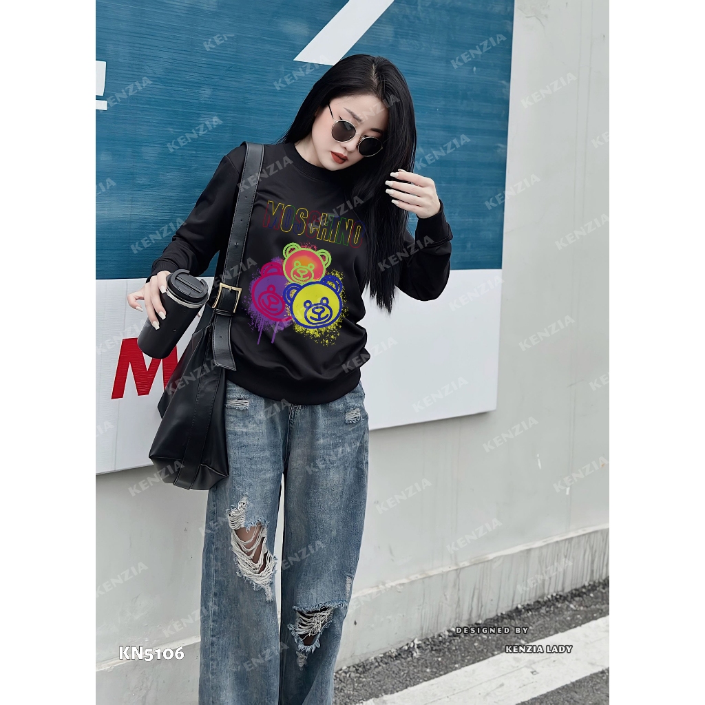 Áo Nỉ Nữ siêu cấp Form chuẩn Kenzia Lady- Áo Sweater Cổ Tròn Dài Tay  Basic  - KN5106