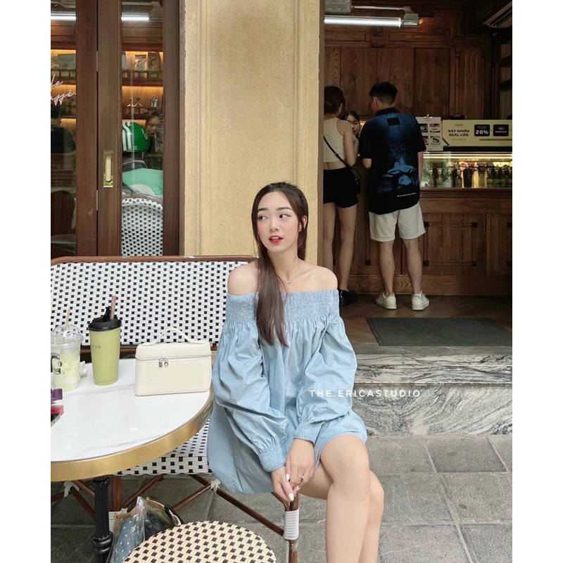 Áo váy baby thô trễ vai