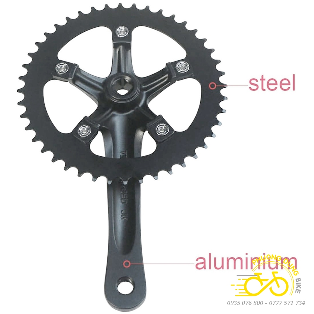 Đùi đĩa  xe đạp 1 tầng cơ bản 5 chấu Fixed Gear 44T