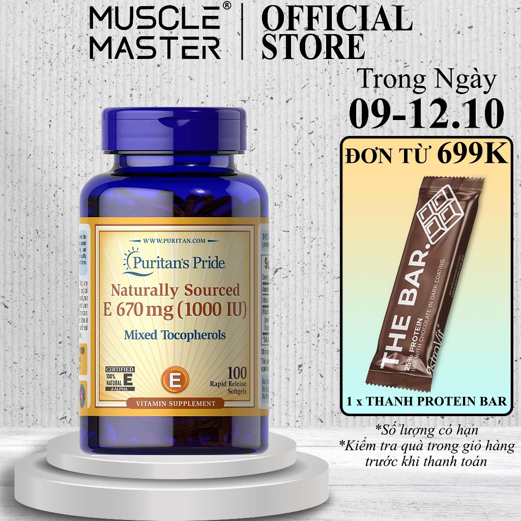Viên Bổ Sung Puritan's Pride Vitamin E 1000IU 100 Viên