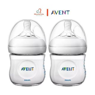Set 2 bình sữa cho bé Philips Avent Natural 125ml chất liệu nhựa PP cao cấp - Monnie Kids