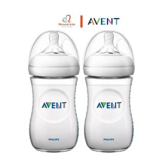 Set 2 bình sữa cho bé Philips Avent Natural 260ml chất liệu nhựa PP cao cấp - Monnie Kids