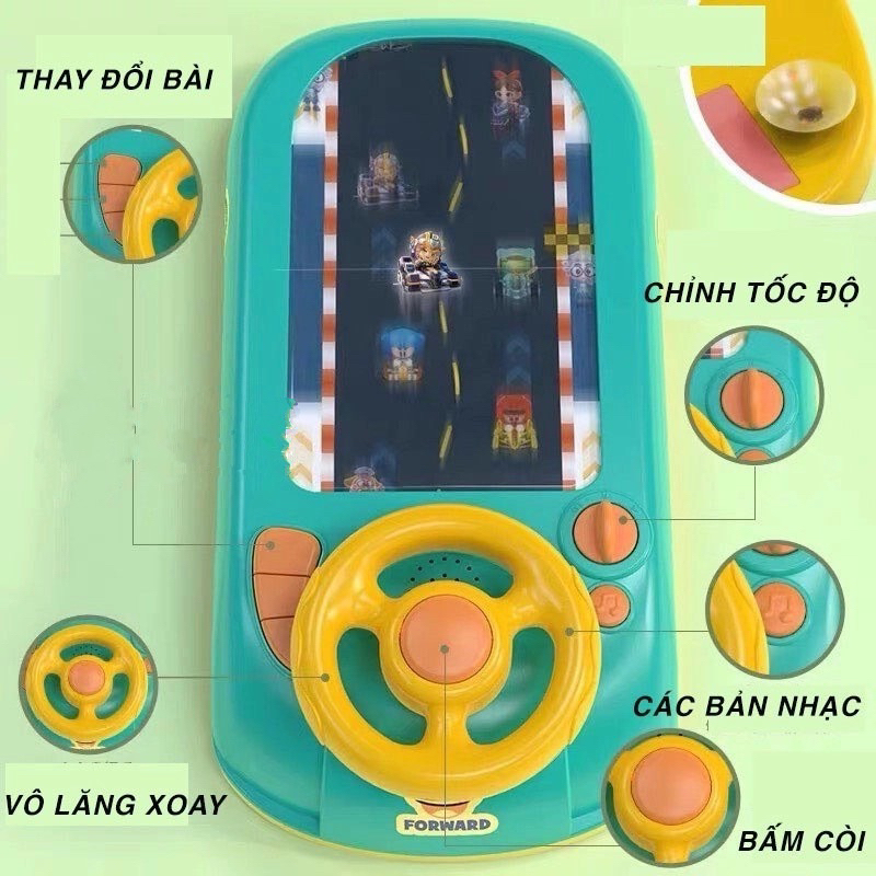 Đồ Chơi Mô Hình Đường Đua Ô Tô 2 Tốc Độ Có Màn Hình Chuyển Động Và Vô Lăng Mô Phỏng Lái Xe Cho Bé
