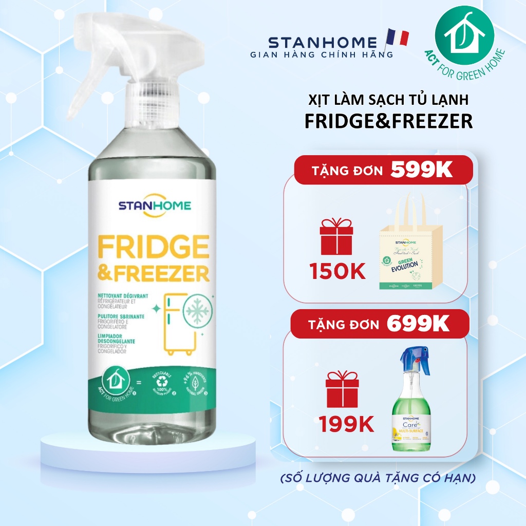 Bình Xịt Khử Mùi Tủ Lạnh STANHOME Fridge&Freezer Làm Sạch Dầu Mỡ Và Rã Đông An Toàn Với Thực Phẩm 500ML