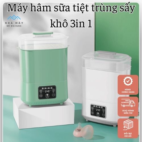 Máy hâm sữa tiệt trùng bình sữa sấy khô đa năng 4 in 1 hâm nóng đồ ăn rã đông sữa mẹ màn hình đèn led thông minh
