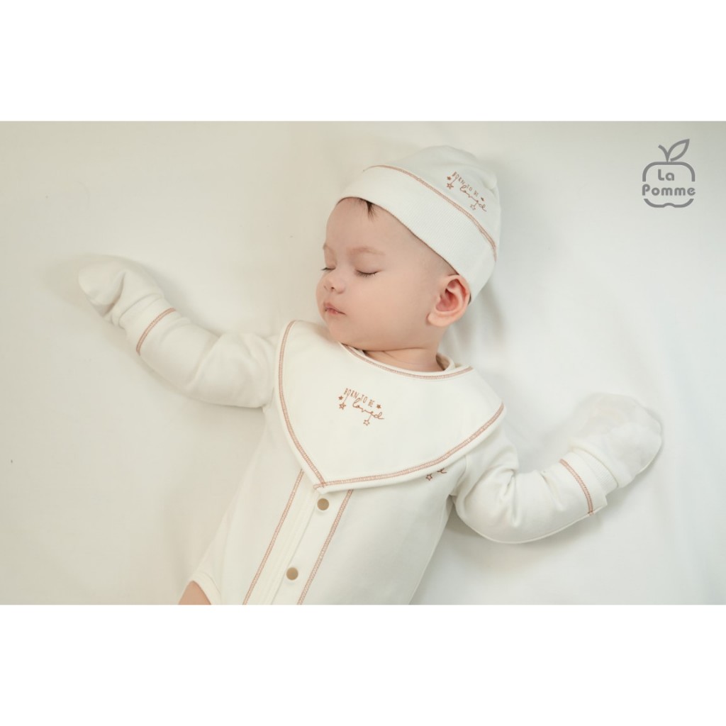 Set bao tay bao chân La Pomme phối màu - Trắng