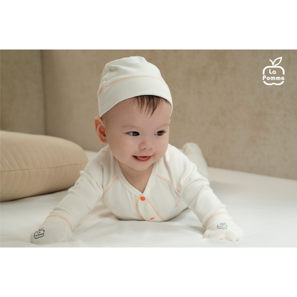 Set bao tay bao chân La Pomme phối màu - Trắng