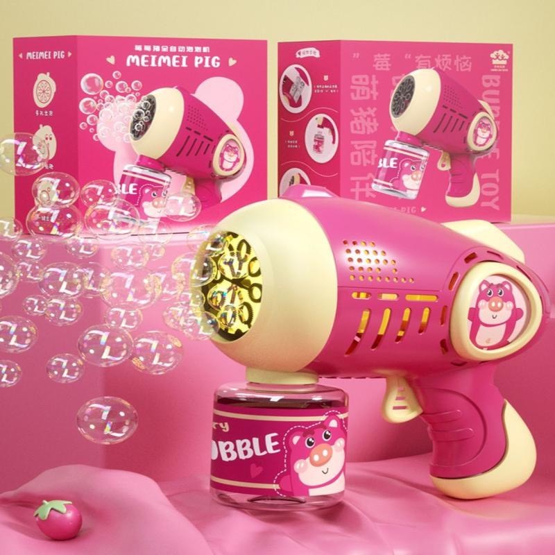 Đồ Chơi bắn bong bóng hình gấu dâu, hình ngựa pony, phi hành gia có đèn nhạc, bắn bong bóng cá heo