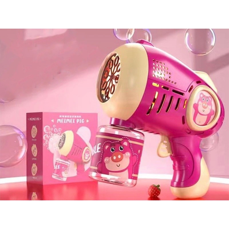 Đồ Chơi bắn bong bóng hình gấu dâu, hình ngựa pony, phi hành gia có đèn nhạc, bắn bong bóng cá heo