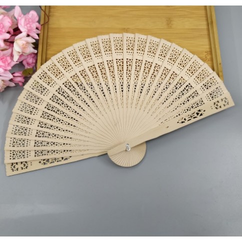 Quạt trầm xếp gỗ cổ trang nan gỗ quà tặng khách nước ngoài hàng mỹ nghệ decor làm đạo cụ múa chụp hình