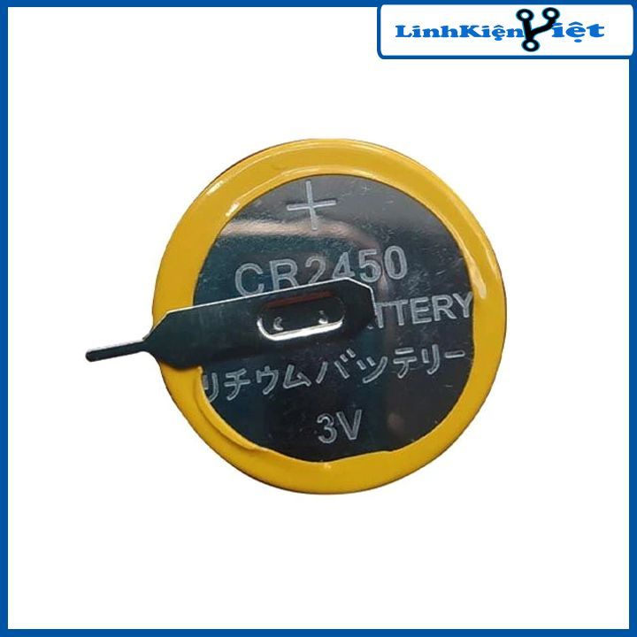 Pin liền đế CR2450 3V pin chân hàn nằm ngang-chân hàn thẳng đứng