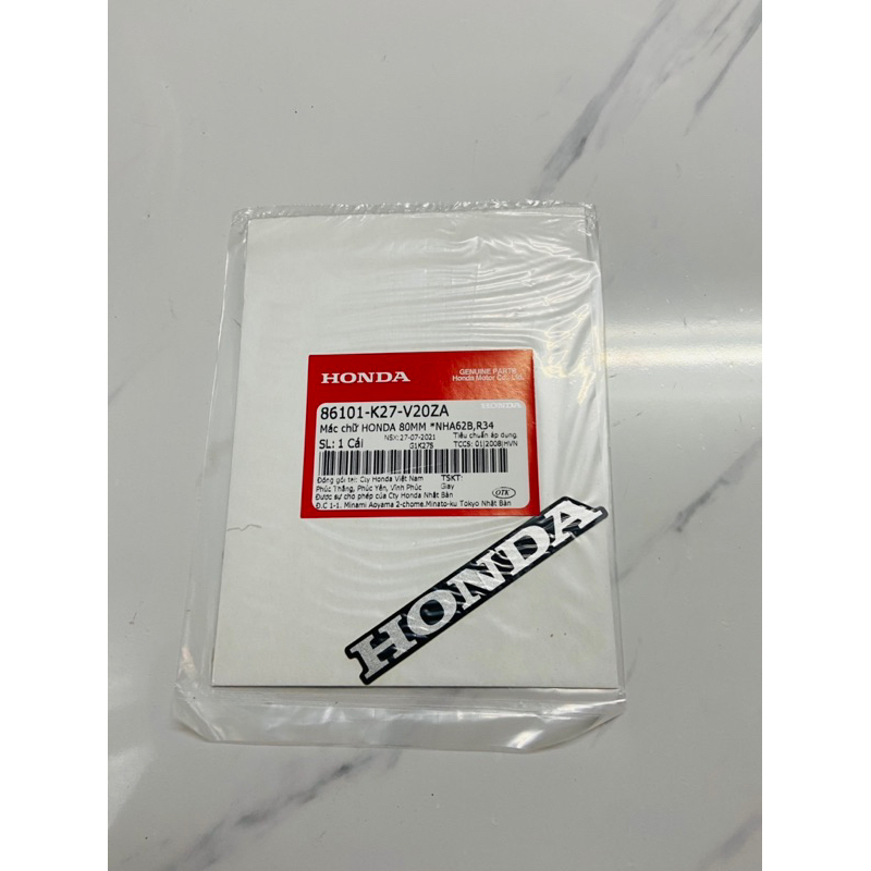 TEM CHỮ HONDA MÀU BẠC NỀN ĐEN-TRẮNG 80mm ZIN CHÍNH HÃNG HONDA