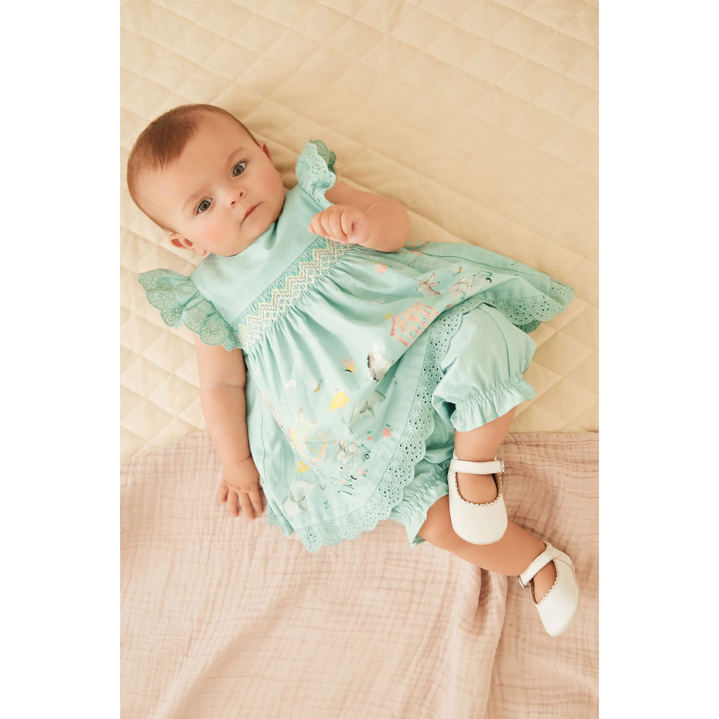 Sét đầm Nex.t thêu smóc 3 món xinh iu cho bé size 9-12M