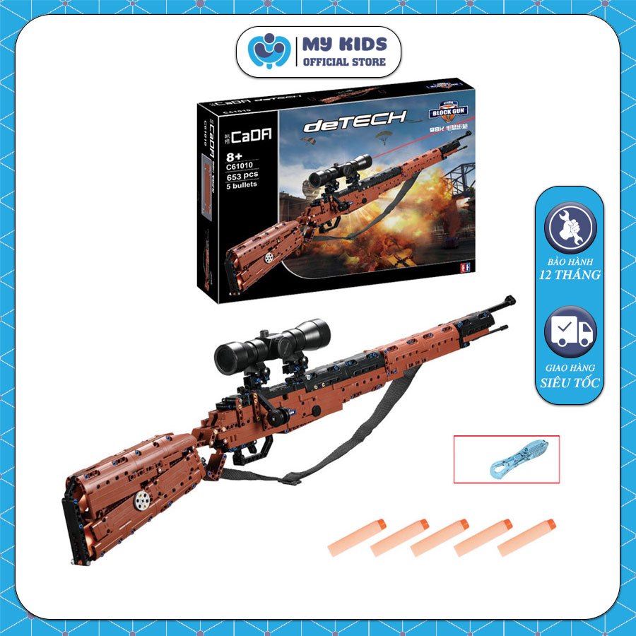 [653 Chi Tiết] Đồ Chơi Lắp Ráp Kiểu Lego Mô Hình Kar98 - C61010W Tỉ Lệ 1:1 - PUBG, CSGO, CF, FREE FIRE: Súng Ngắm K98