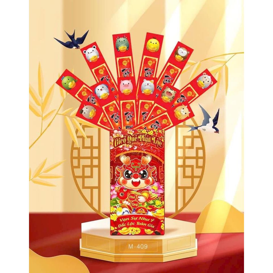 Lì xì gieo quẻ ⚡️ Giá sỉ ⚡️ hộp lì xì gieo quẻ 12 con giáp tết 2024 giá sỉ đẹp độc lạ có phản quang