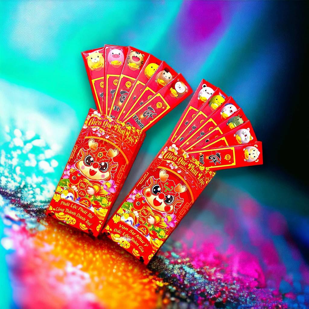 Lì xì gieo quẻ ⚡️ Giá sỉ ⚡️ hộp lì xì gieo quẻ 12 con giáp tết 2024 giá sỉ đẹp độc lạ có phản quang