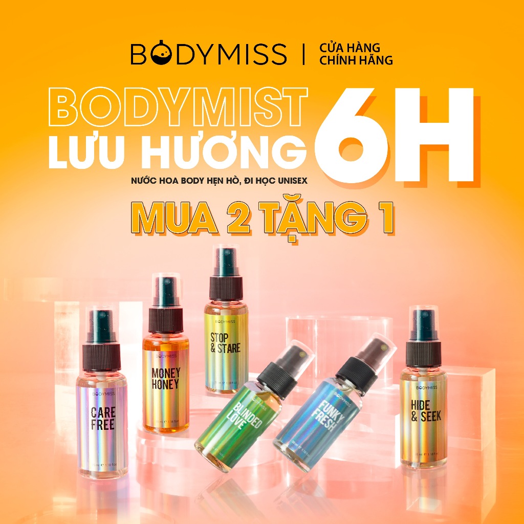 Body Mist Unisex Nam Nữ Lưu Hương Lâu 6H, Bodymist Chính Hãng Đi Học Đi Làm BODYMISS 35ml (Chai)