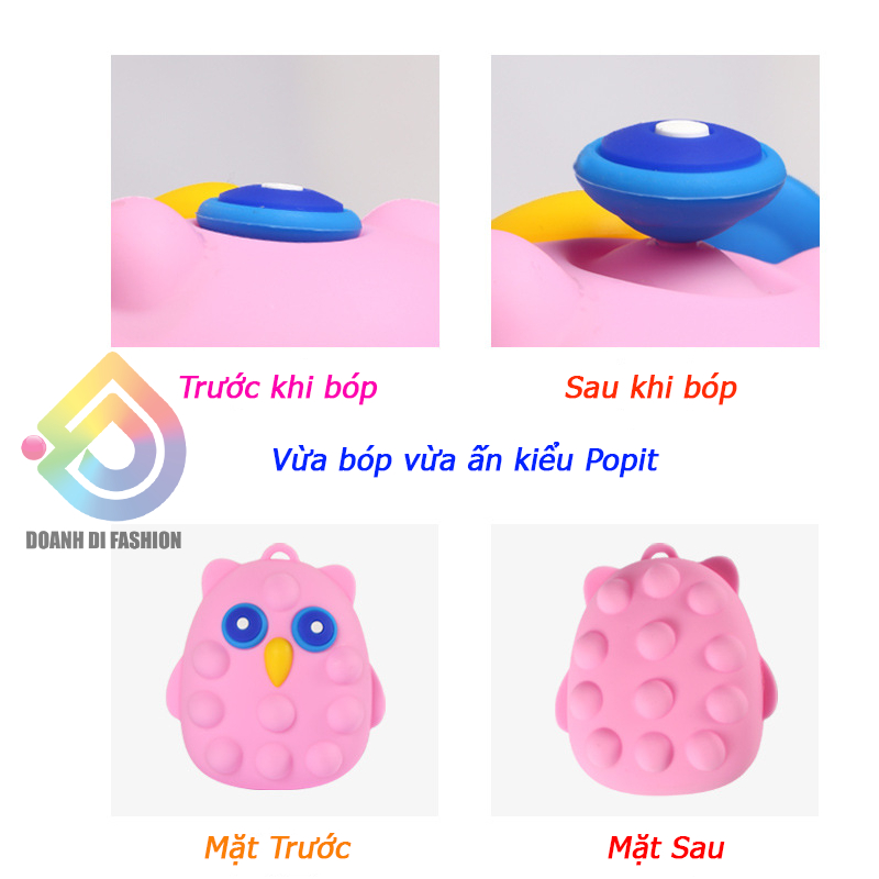 Đồ Chơi Popit 3D Cho Bé. Popit Trò Chơi Giảm Căng Thẳng. Bóng Bóp it Khủng Long Cú Mèo. Vòng Đeo Tay Pop it Giảm Stress