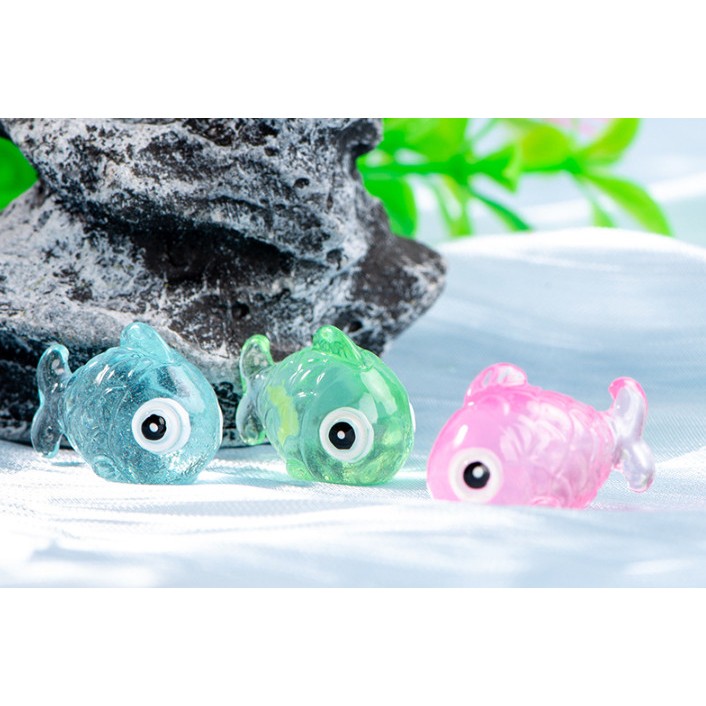 Charm dạ quang tượng cá phát sáng dễ thương để bàn, decor terrarium