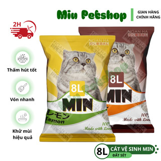 Cát vệ sinh cho mèo MIN 8L, Cát vệ sinh cho mèo khử mùi, vón cục túi 8L