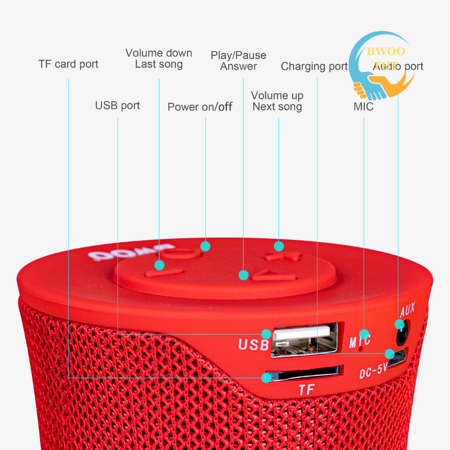 Loa BLUETOOTH BS 56 chính hãng BWOO| âm thanh HIFI ánh sáng RGB nháy theo nhịp điệu bảo hành 12 tháng