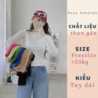 Áo thun ôm body nữ chất gân tăm tay dài cổ tròn thời trang aa-0023 - rosa babytee