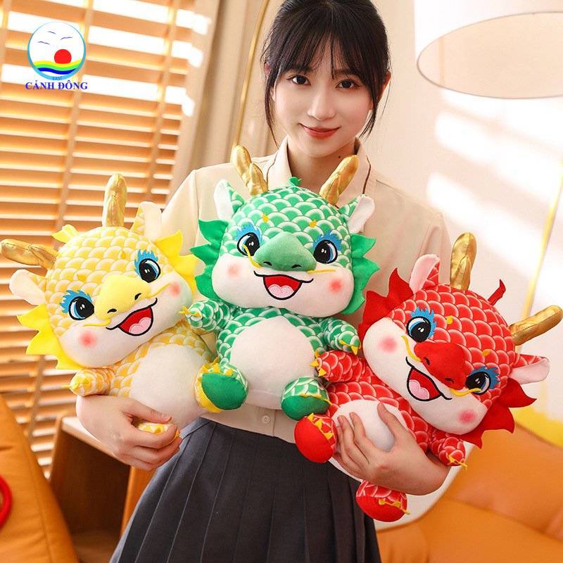 Gối tựa lưng hình con rồng cute vui vẻ trang trí ghế sofa- Gối bông hình rồng quà tặng năm mới 2024 . Nhận in màu, thêu