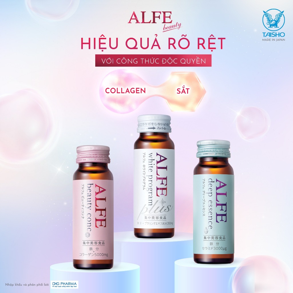 [COMBO 10 CHAI] Collagen uống ALFE White Program hỗ trợ giảm nám và sạm da Hộp 10 chai x 50ml - Chính hãng