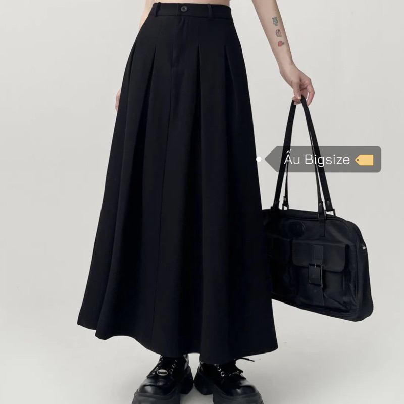 Chân váy xếp ly retro dáng dài trơn màu basic Bigsize đến 85kg
