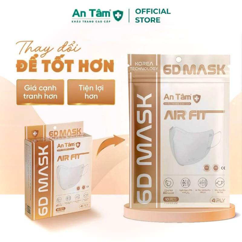 Thùng 100 Khẩu Trang 6D An Tâm 4 Lớp .