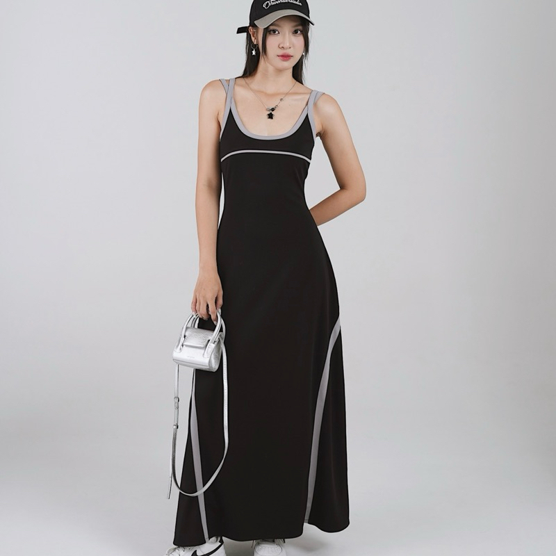 Đầm thun dáng dài viền màu INTO EIGHT thiết kế (Remi Dress)
